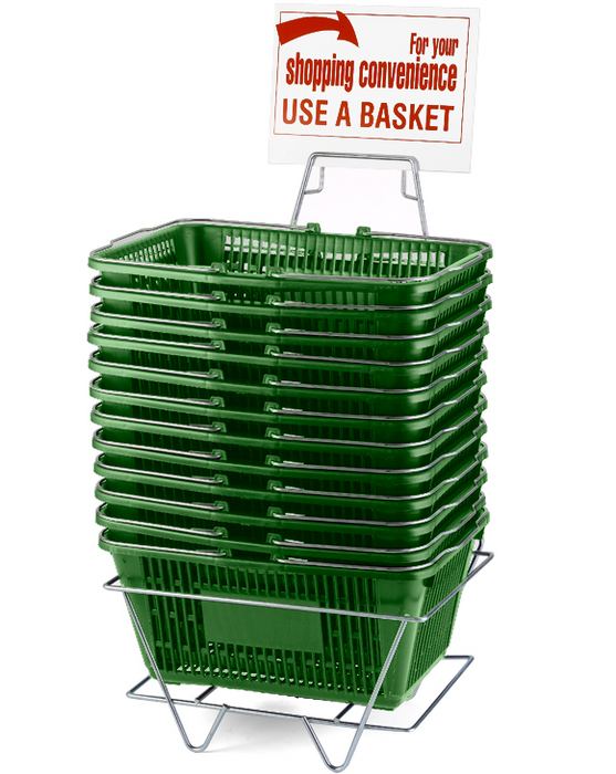Green Shopping Hand Baskets Set