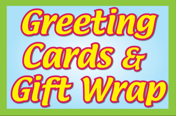 Greeting Cards & Gift Wrap Retail Shelf Signs -11" W x 7"H-10 Price Cards