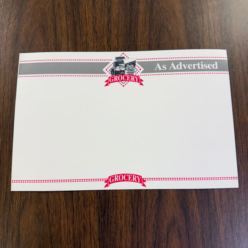 Grocery As Advertised Shelf Signs Price Cards-11"W x 7"H-100 signs