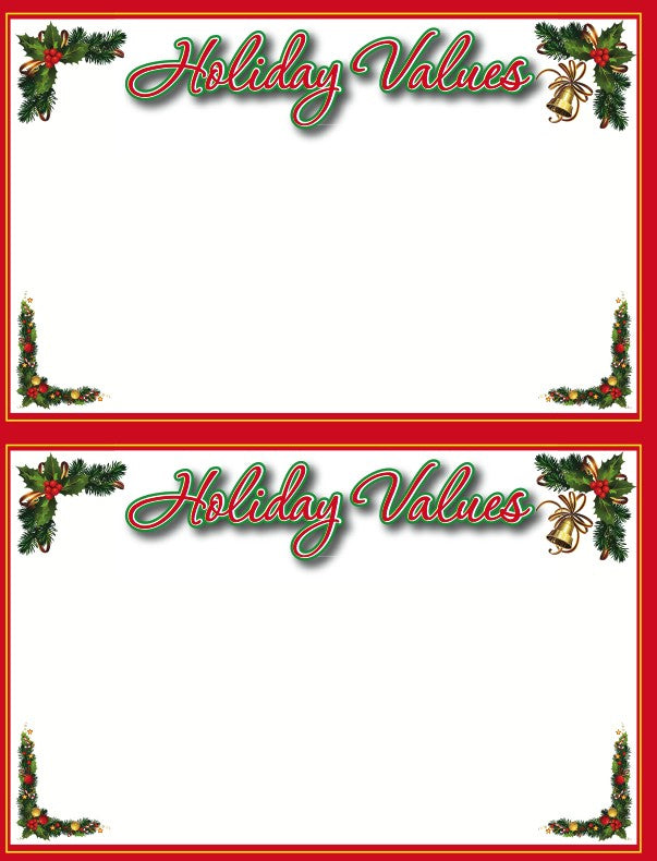 Holiday Values Shelf Signs – 8.5"x5.5" | 2-Up, 100 Signs