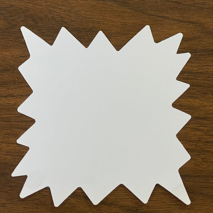 White Die Cut Starburst Shelf Signs Price Cards-100 signs