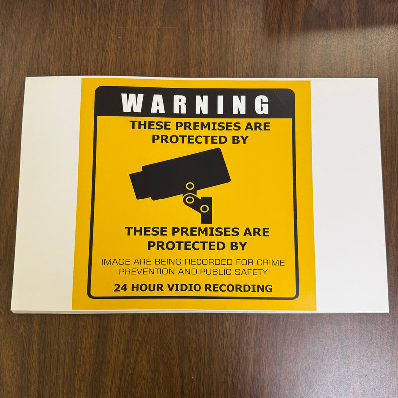 Warning Video Surveillance Posters-17"W x 11"H- 4 pieces