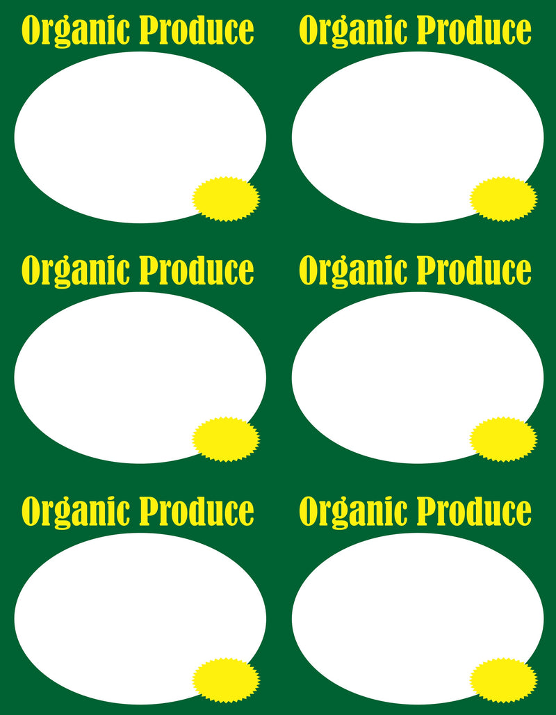 Organic Produce Price Cards Shelf Signs-6UP Laser Compatible -600 signs
