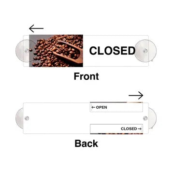 Coffee Beans Open & Closed Sliding Door Sign