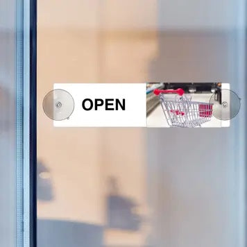 Shopping Cart Open & Closed Sliding Door Sign — screengemsinc