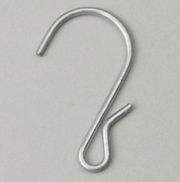 Galvanized pinched S-hooks securing merchandising strips to perforated gondola shelving in a retail store