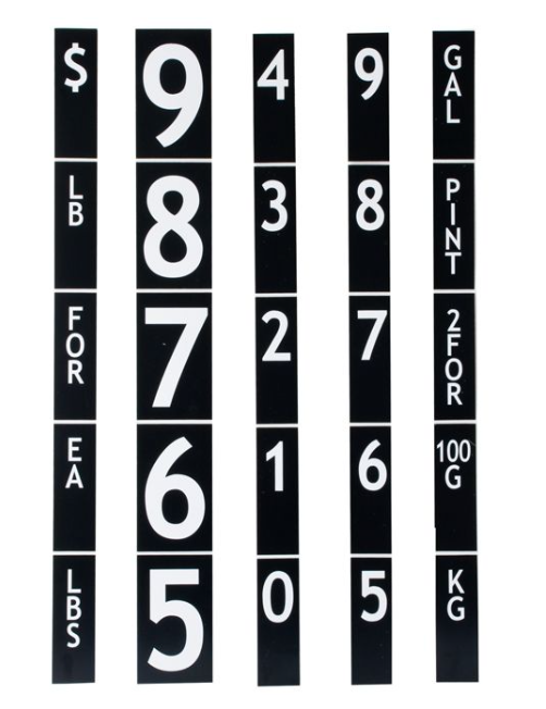 Plastic 2 Track Accordion Style Pricing Set White Imprint -25 sets of 5 strips