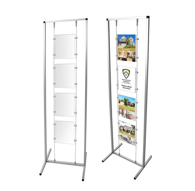 Poster Floor Stand Sign Holder with Cable Hanging System