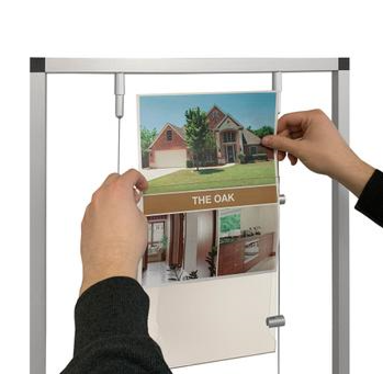 Poster Floor Stand Sign Holder with Cable Hanging System