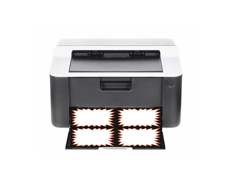 Black & Red Starburst 4 UP Laser Compatible Shelf Signs Price Cards-400 signs