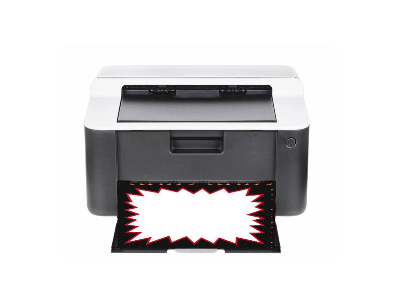 Black & Red Starburst Shelf Signs Price Cards-11"W x 8.5"H Laser Compatible-100 signs