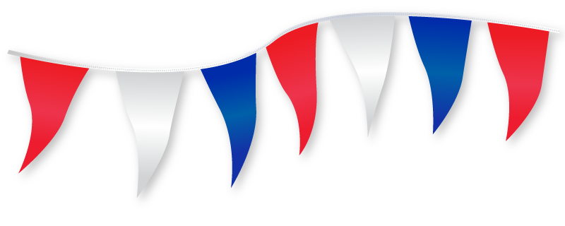Red, White & Blue Pennant String - 48 Pieces, 105 Feet Long
