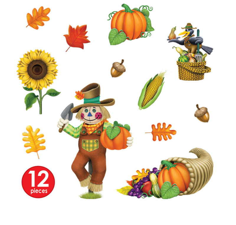 Thanksgiving Static Clings for Cooler Doors-12 sheets per pack