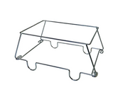 A silver metal wire frame stand with a rectangular top and curved legs, shown on a plain white background.