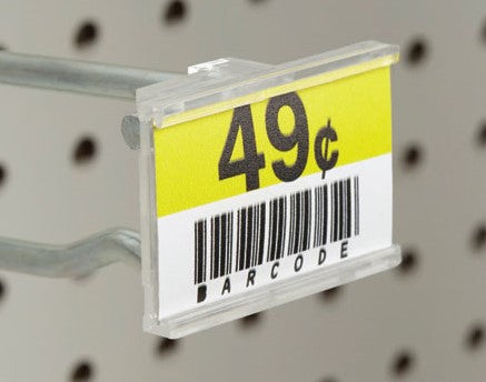 Clear Side-Insert Peg-Hook Label Holders – 2 x 1.25 in | 100-Piece Pack