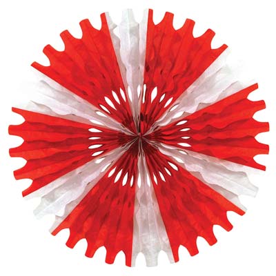 Valentine's Day Red & White Tissue Fans 12-Pack