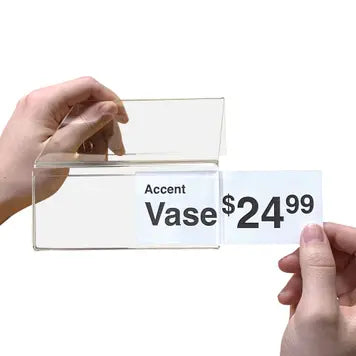 Acrylic Display Risers with Sign/Label Holder- 5 pieces