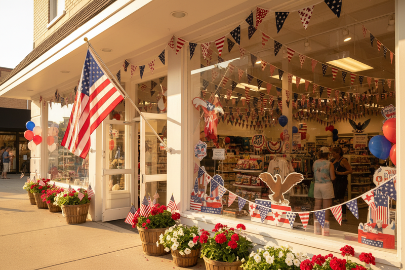 Americana Fabric Pennants 12-String Box Patriotic Retail Lifestyle