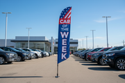 Car of the Week Feather Flag at Car Dealership