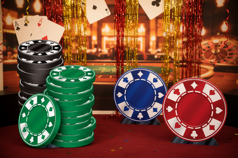 Casino Poker Chips Display Prop Lifestyle