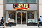 Cell Phone New & Used Vinyl Banner Storefront Lifestyle