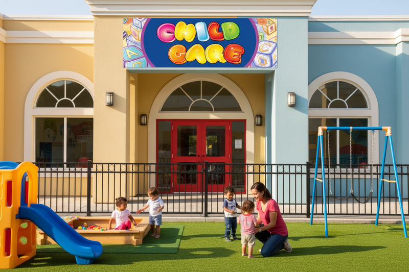 Child Care Vinyl Banner Daycare Lifestyle