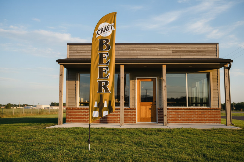 Craft Beer feather flag in landscape