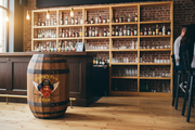 Custom Barrel Display Standee Gastropub Setting