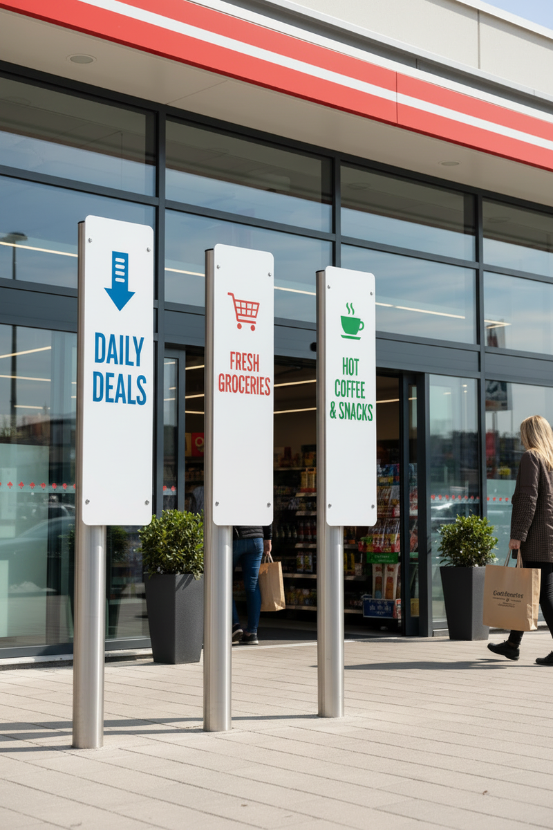 Custom Printed Pole Signs Lifestyle - Thin Poles