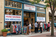Custom Printed Thrift Store Banners Storefront Lifestyle