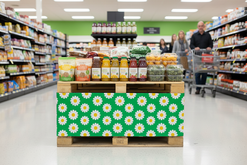 Daisy Corrugated Base Pallet Wrap Lifestyle