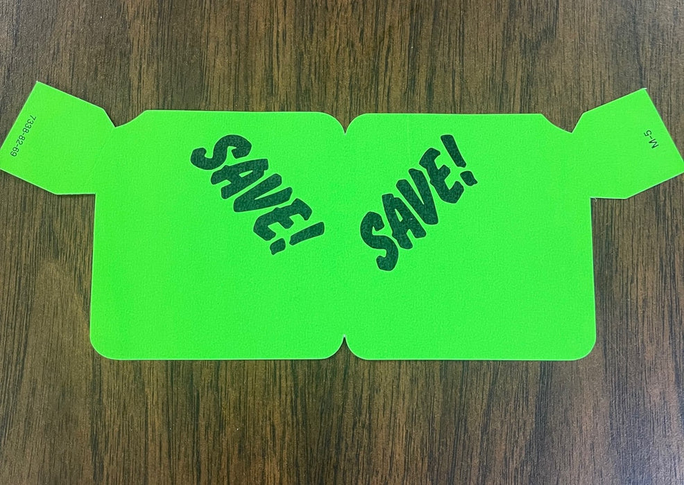 Save Aisle Violators-Flag Shelf Signs- Green- 100 signs