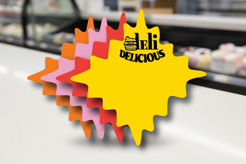 Deli Delicious Starburst Shelf Signs Lifestyle