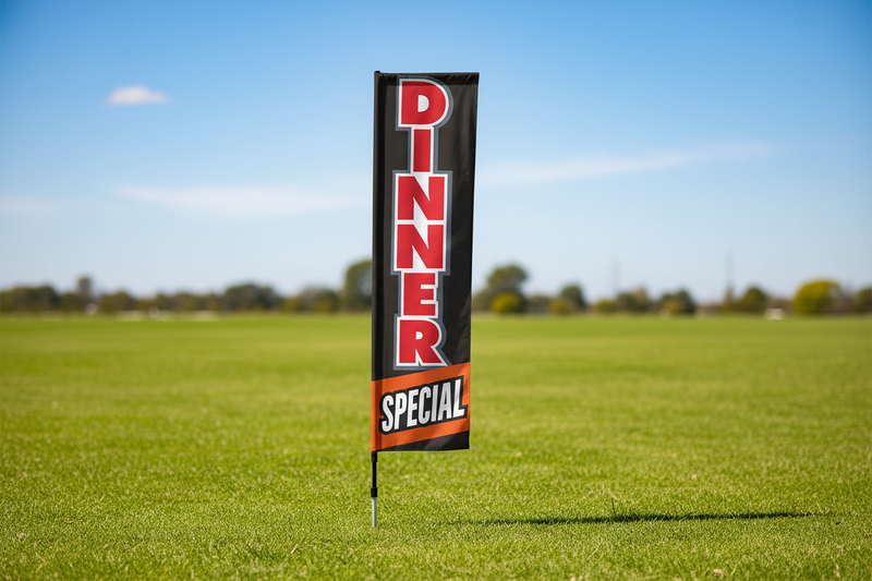 Dinner Special Feather Flag in Grass