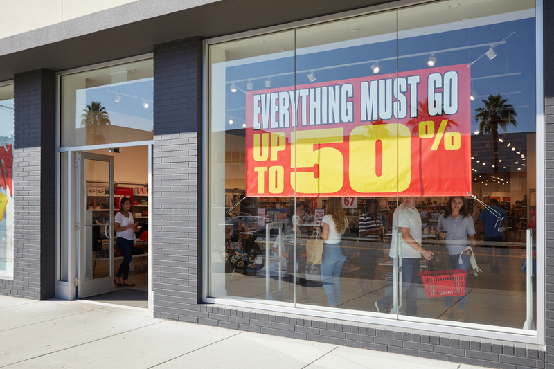 Everything Must Go Up to 50% Off Vinyl Banner Retail Clearance Lifestyle