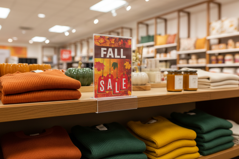 Fall Sale Shelf Signs - Retail Store Lifestyle
