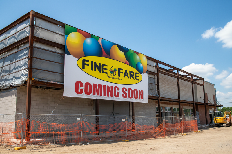 Fine Fare Supermarket Coming Soon Vinyl Banner Lifestyle