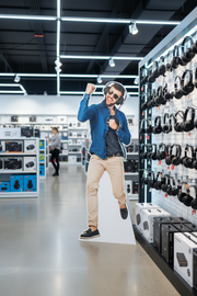 Floor Standee Inside Electronics Store Headphone Display