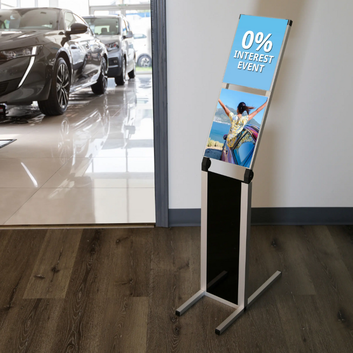 Floor Stand Sign Holder with Two Sign Pockets