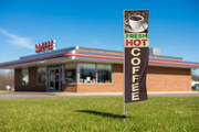 Fresh Hot Coffee Feather Flag Kit Lifestyle
