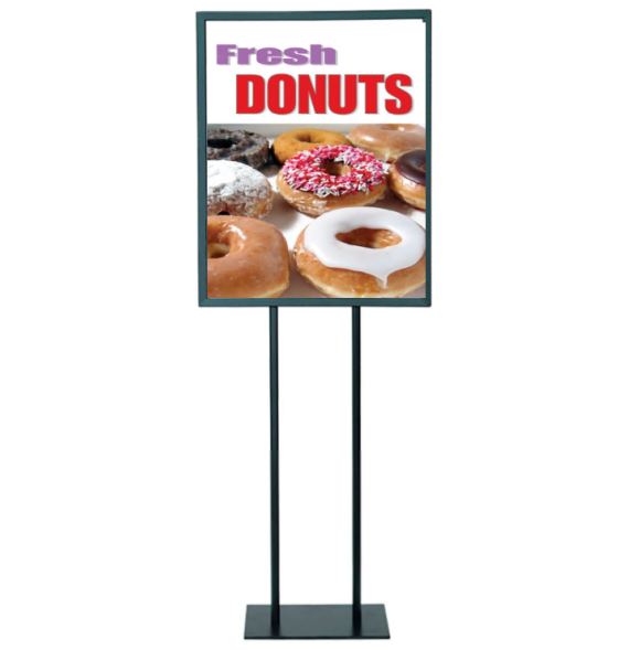 Fresh Donuts Floor Stand Stanchion Signs-White 22" W x 28" H
