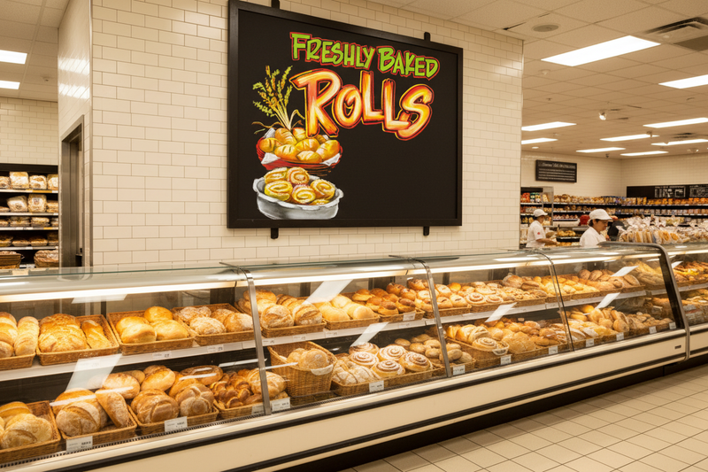 Freshly Baked Rolls Bakery Sign Lifestyle