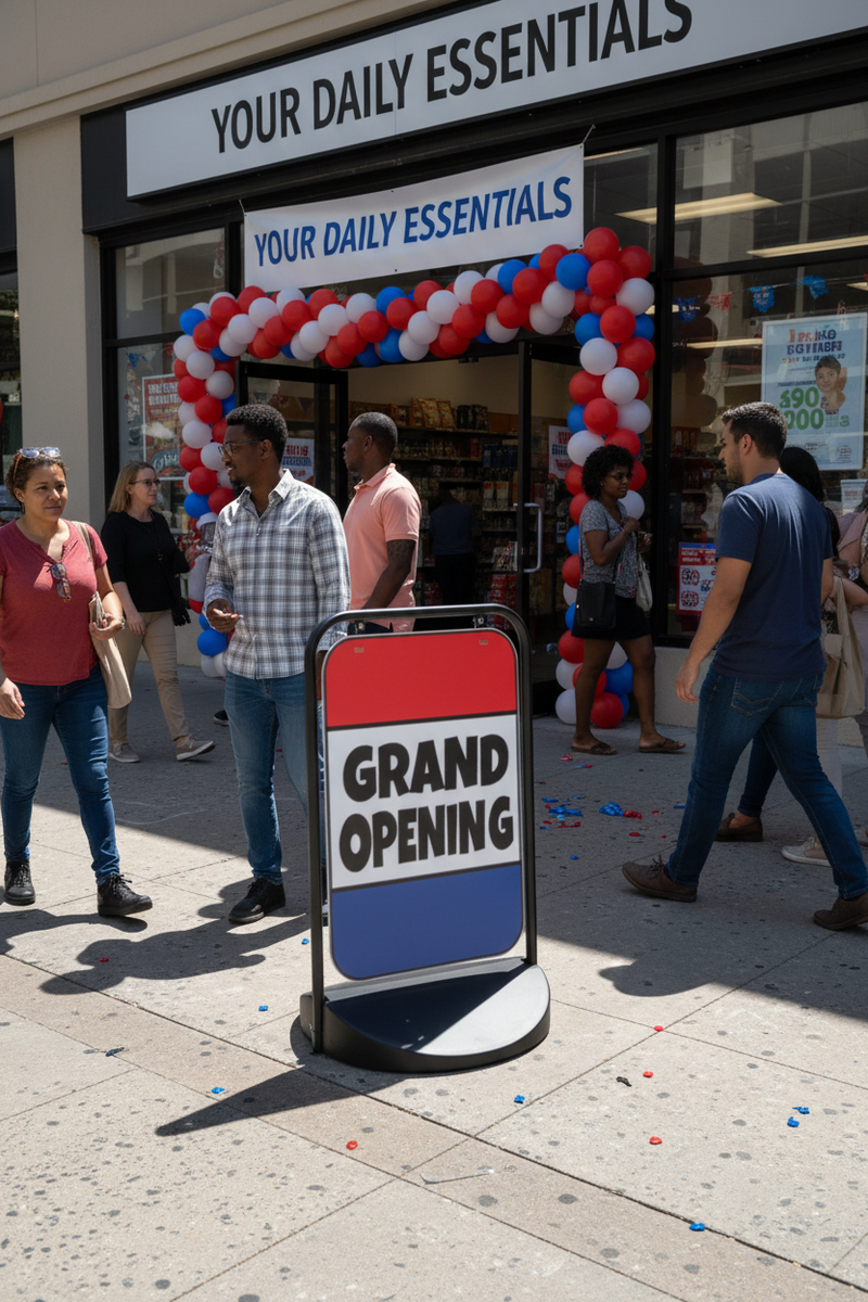 Grand Opening Swing Sign Lifestyle
