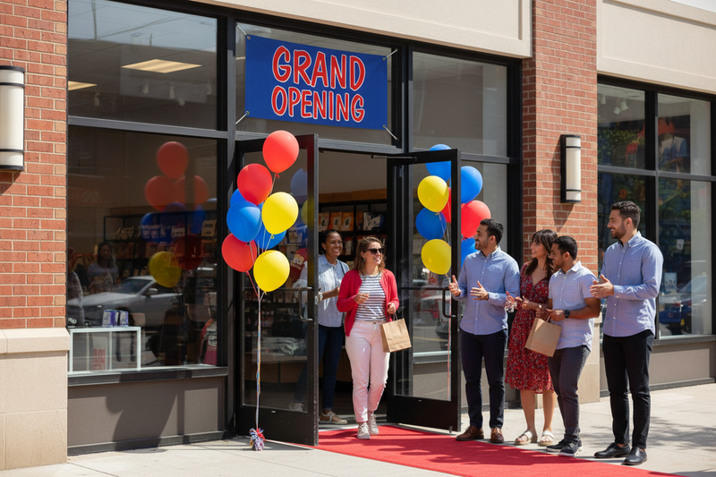 Grand Opening Vinyl Banner 5x3 Smaller Banner Lifestyle
