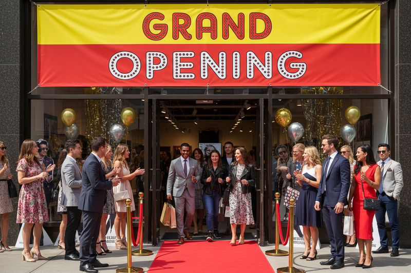 Grand Opening Vinyl Banner Hollywood Retail Storefront Lifestyle