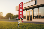 Gyros feather flag in grass