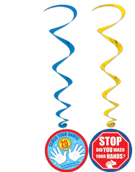 Hand Washing Ceiling Danglers for Schools 17"L– 72 Pieces