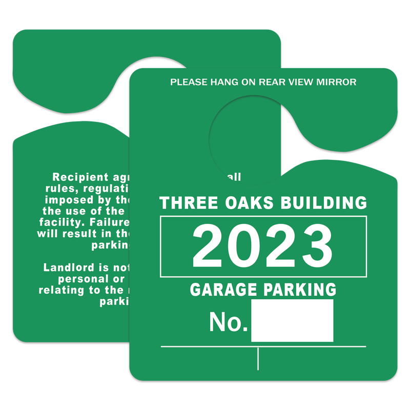 Hanging Parking Permits Custom Printed-125 pieces