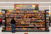 IGA Halloween Headquarters Seasonal Vinyl Banner Display Lifestyle