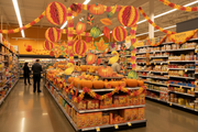 Fall Display Decoration Kit 32-Piece displayed in a retail store seasonal autumn aisle